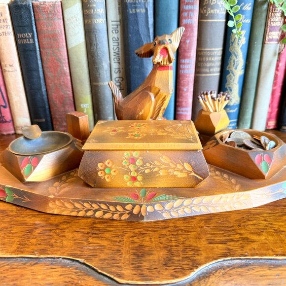 1940's Hand Carved Tramp Art Dresser Valet - Picture 13 of 17